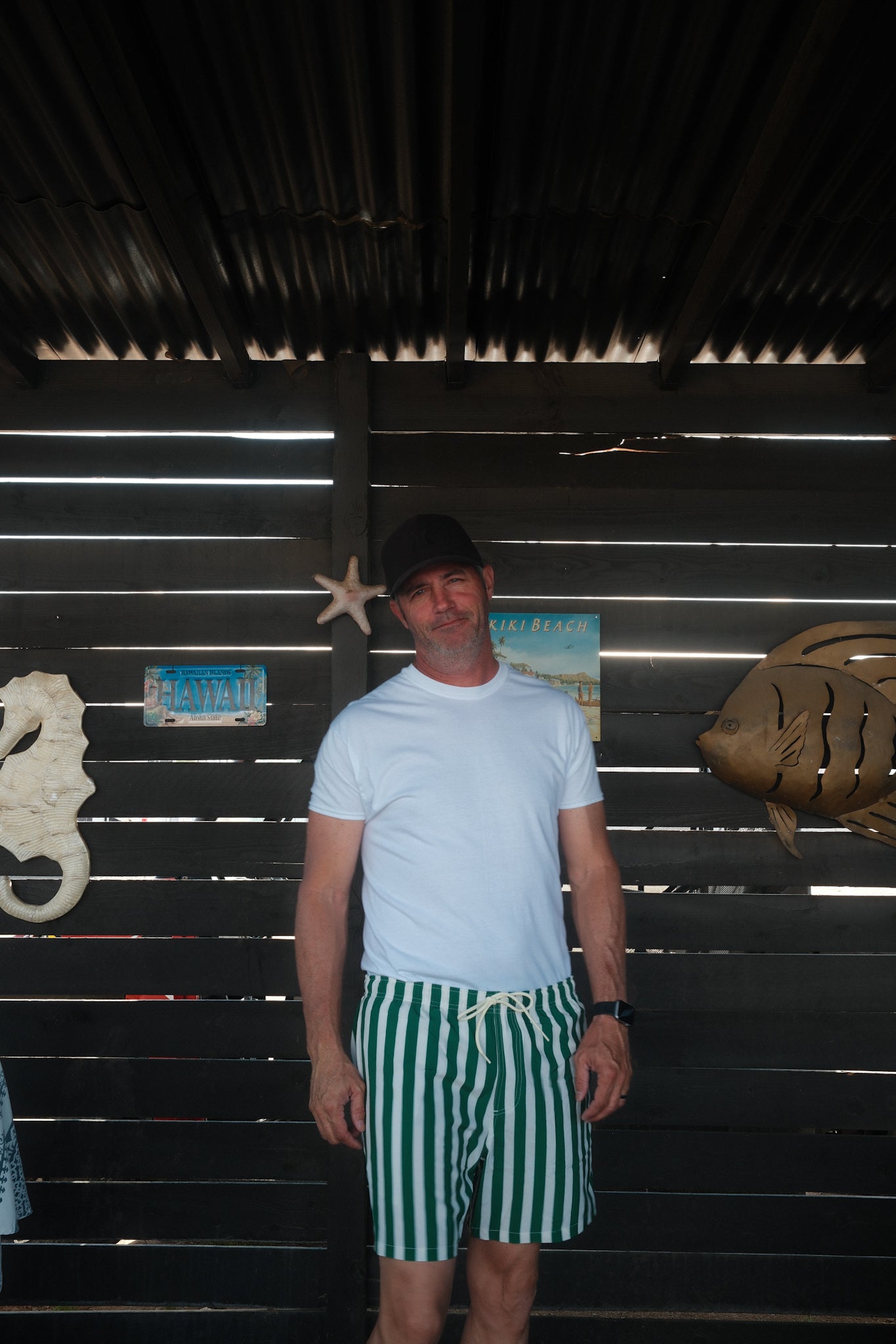 Green Stripe Board Shorts