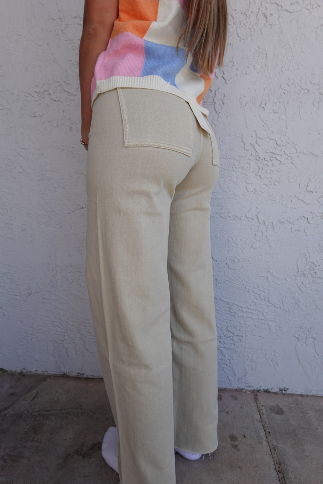 Beige Wide Leg Jeans